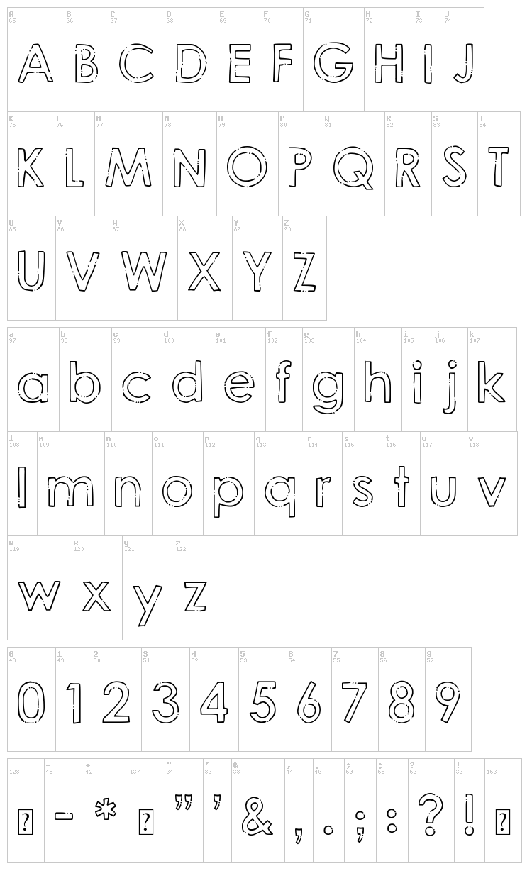DJB Hand Penned Font font map